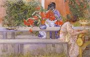 Carl Larsson Karin and Brita with Cactus oil painting on canvas